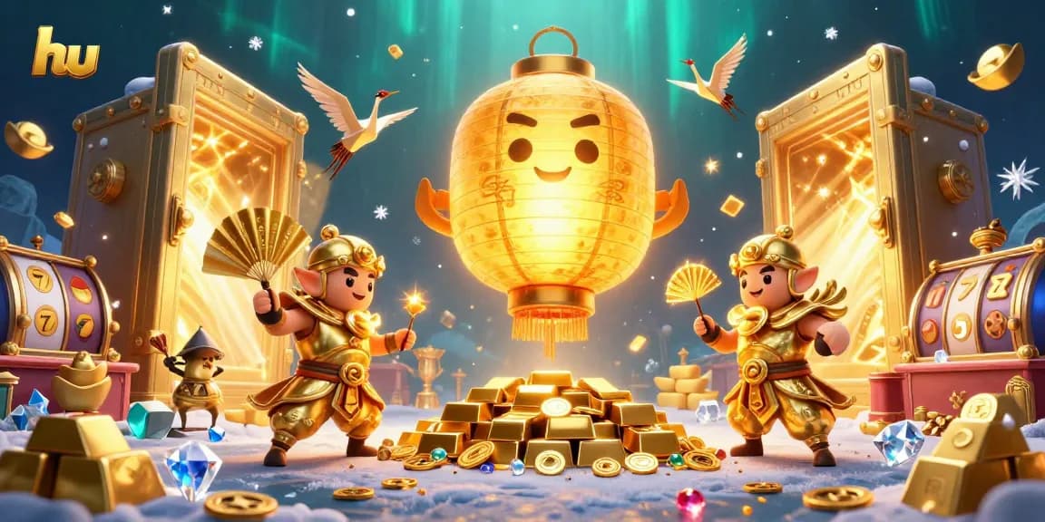Chơi trò chơi slot hấp dẫn tại hu với hình ảnh bùa may mắn và kho báu vàng