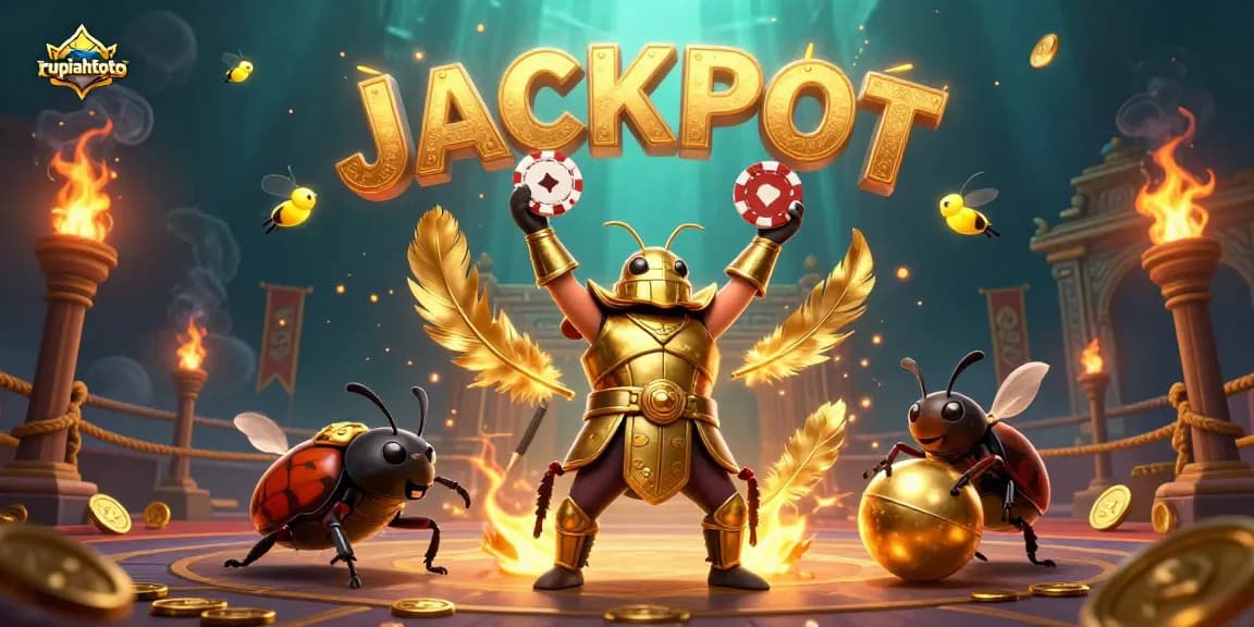 Slot premium rupiahtoto dengan pemenang beruang, chip poker, dan cahaya berkilau