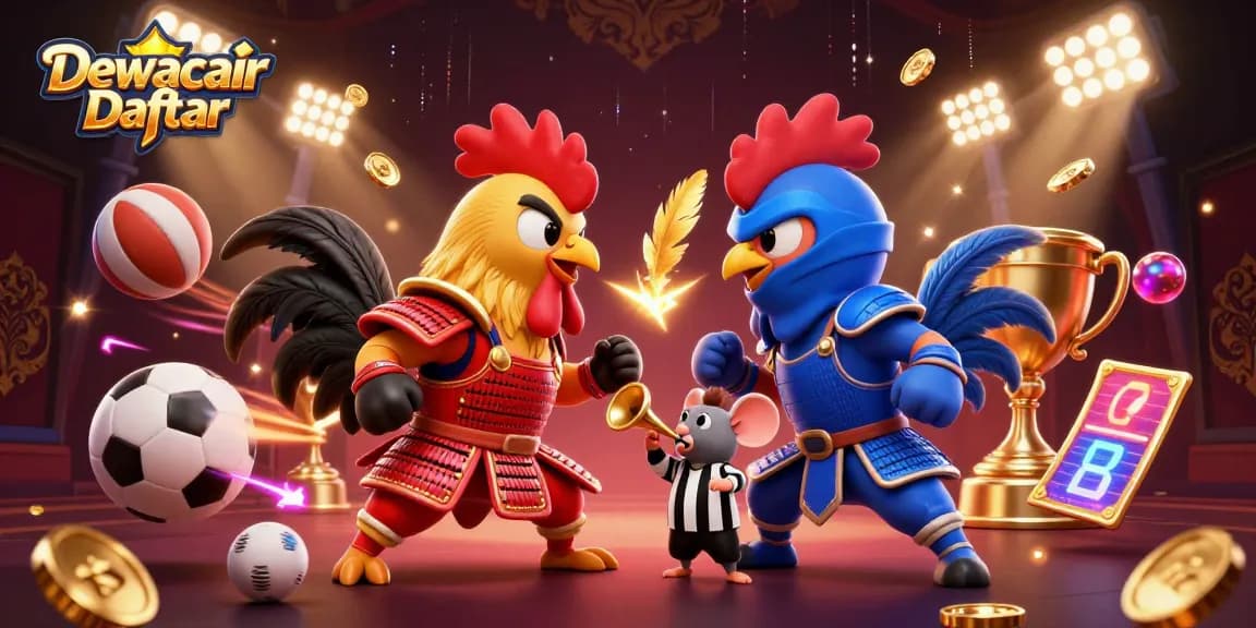 Dewacair Daftar showcases an epic clash between combat roosters, celebrating thrilling sports betting.