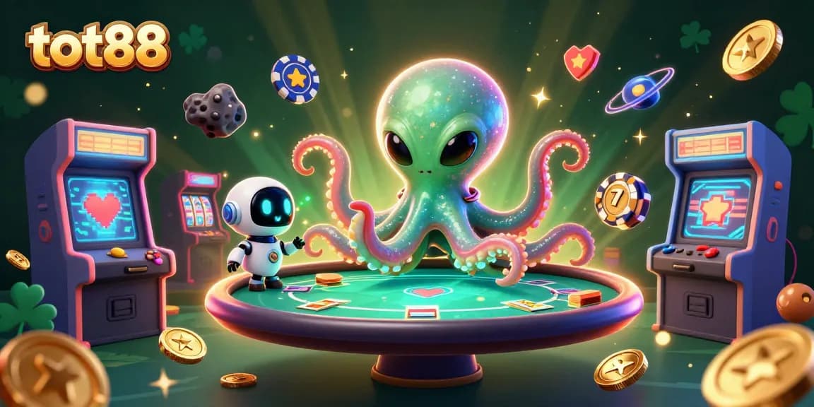 Play poker with the alien octopus at tot88's 3D casino adventure.