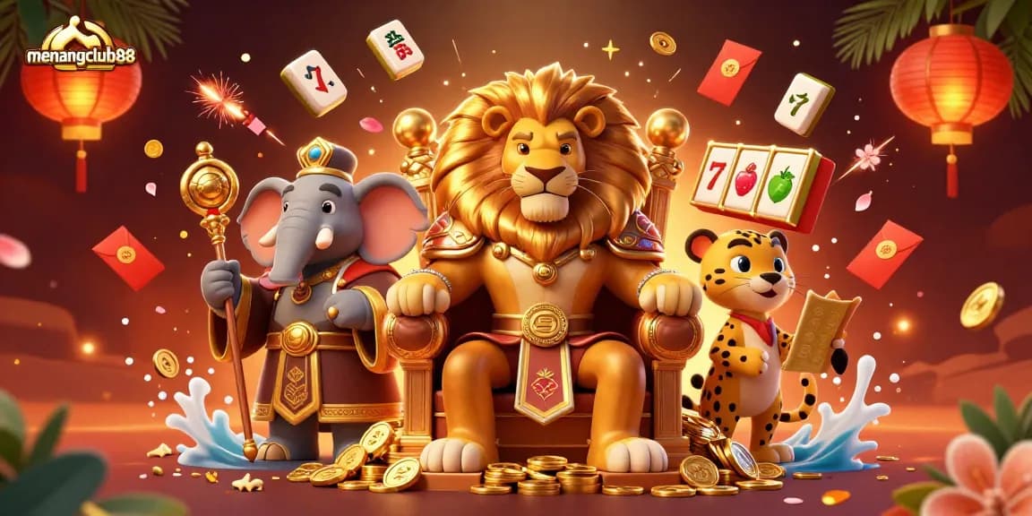 Experience thrilling wins with menangclub88 in this vibrant 3D casino scene featuring iconic characters.