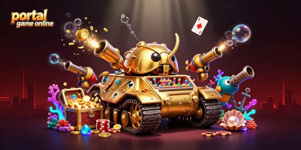 Experience the vibrant gameplay of portal game online with a dazzling casino-themed illustration.