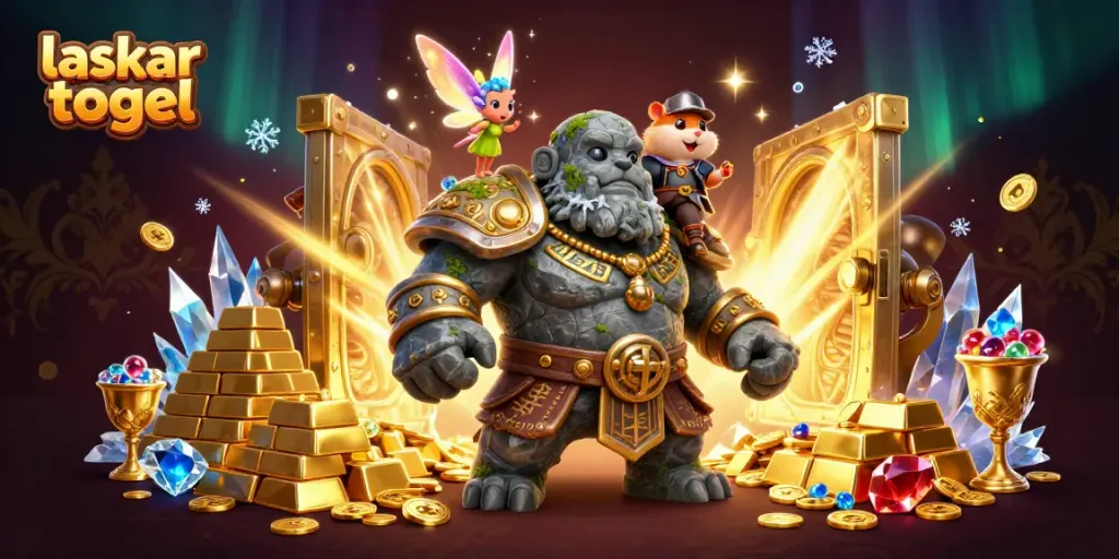 Experience thrilling wins at laskar togel with a magical 3D casino adventure illustration.