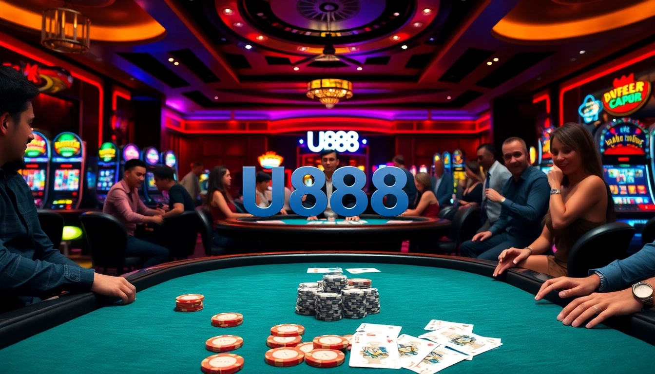 U888 players engaged in a thrilling casino experience at the gaming table.