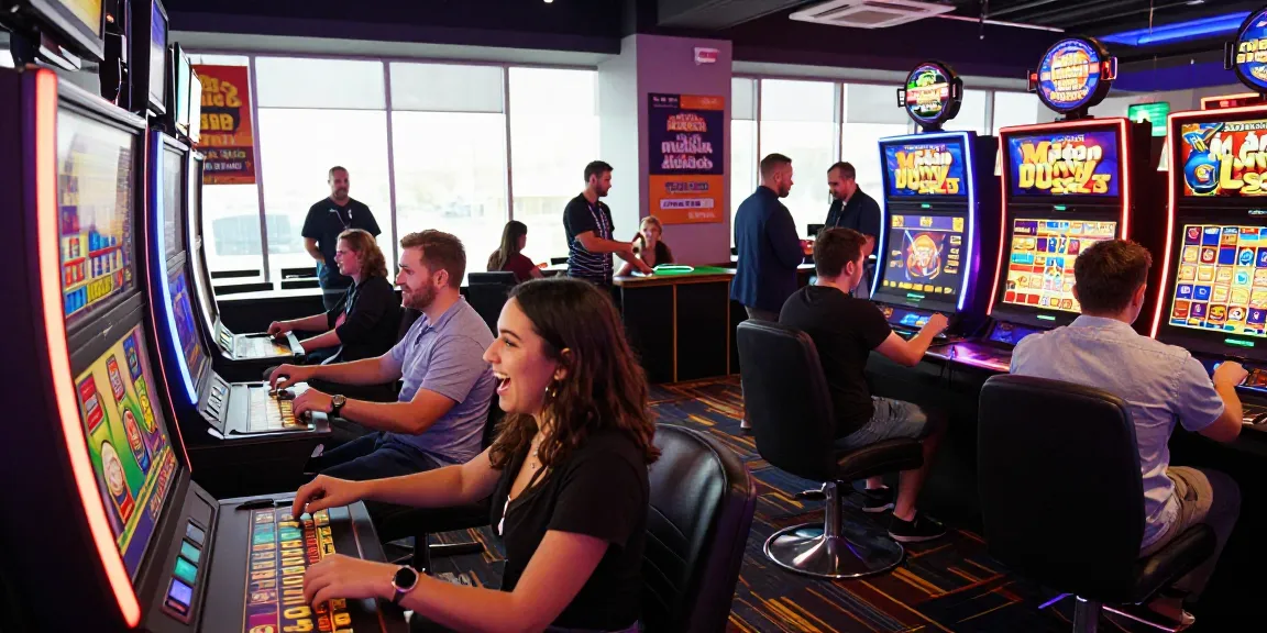 Dynamic online casino scene capturing players enjoying gameplay at credit card casinos featured on https://being-there.org.uk, with vibrant lights and celebratory moments.