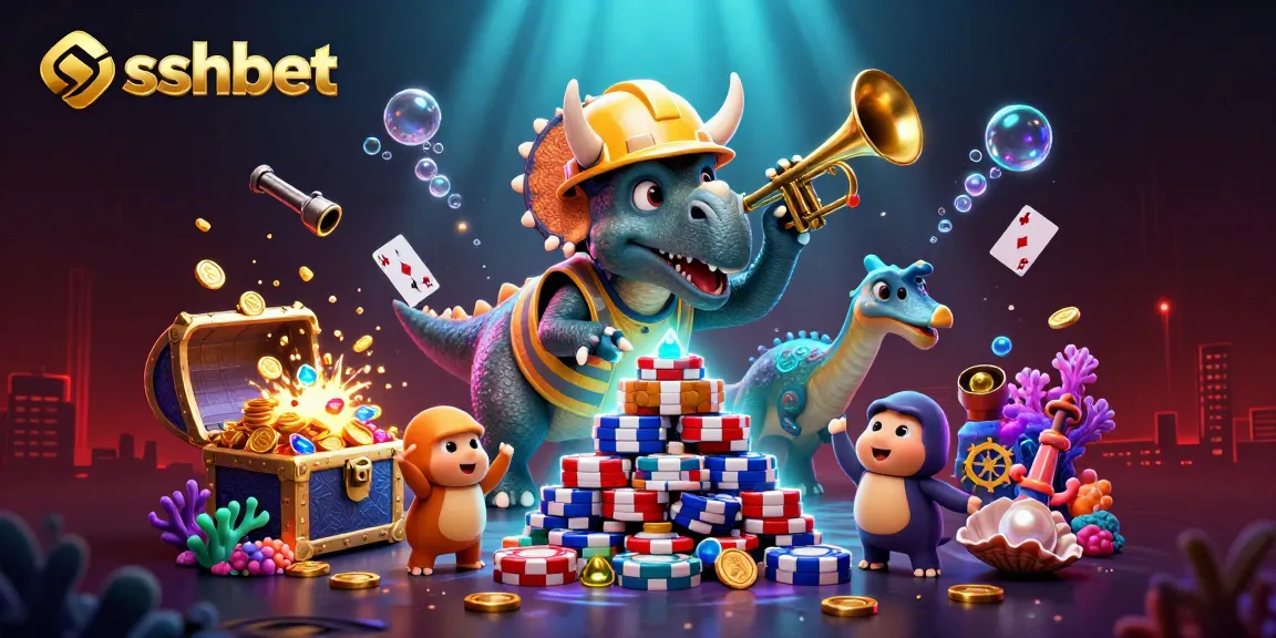 Experience thrilling gaming action with sshbet's vibrant casino scene featuring playful characters.