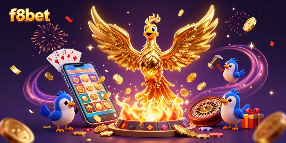 Experience the excitement of winning at f8bet with golden coins and casino games bursting into action