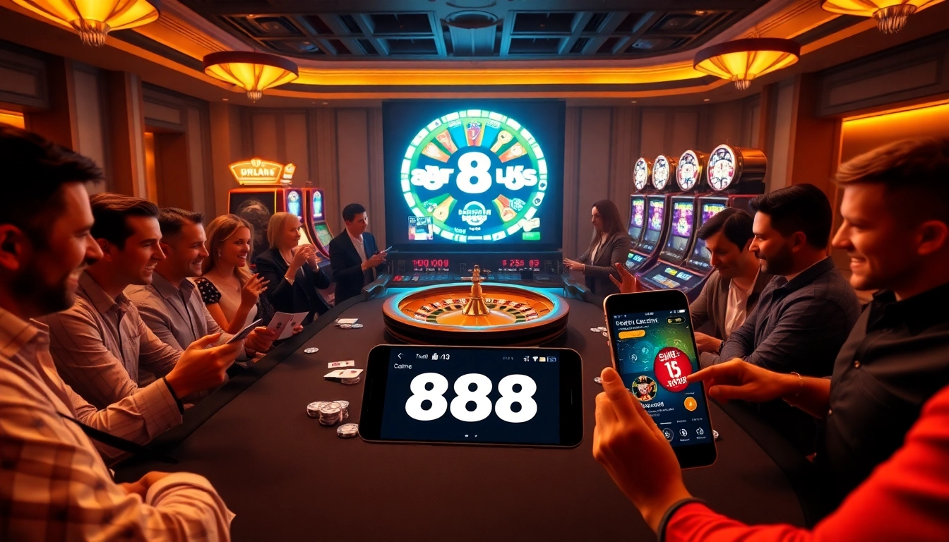 Engaged players enjoying an exciting game at the 88i casino table with vibrant lighting.