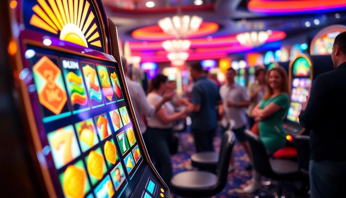 Main Slot Game with colorful animations, attracting players in a lively casino atmosphere.