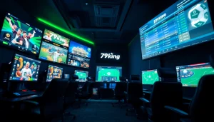 Experiencia de juego en línea electrizante en 79king, mostrando juegos de casino y configuración de apuestas deportivas.