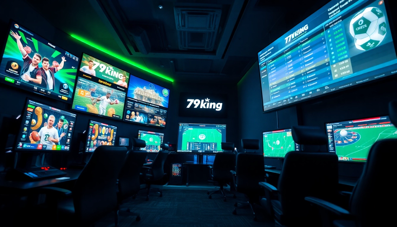 Experiencia de juego en línea electrizante en 79king, mostrando juegos de casino y configuración de apuestas deportivas.