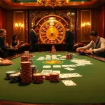 Betting chips and cards in an exciting casino atmosphere showcasing OK8386.