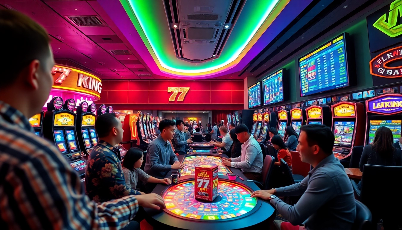 Fesselnde Szene von 79king-Spielern, die verschiedene Casino-Spiele in einer lebendigen, aufregenden Umgebung genießen.