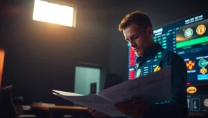 Engaging scene of sports betting highlighting strategies and odds in a vibrant setting.