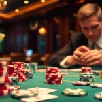 Engaging Casino scene showcasing poker dynamics with vibrant colors and atmospheric lighting.