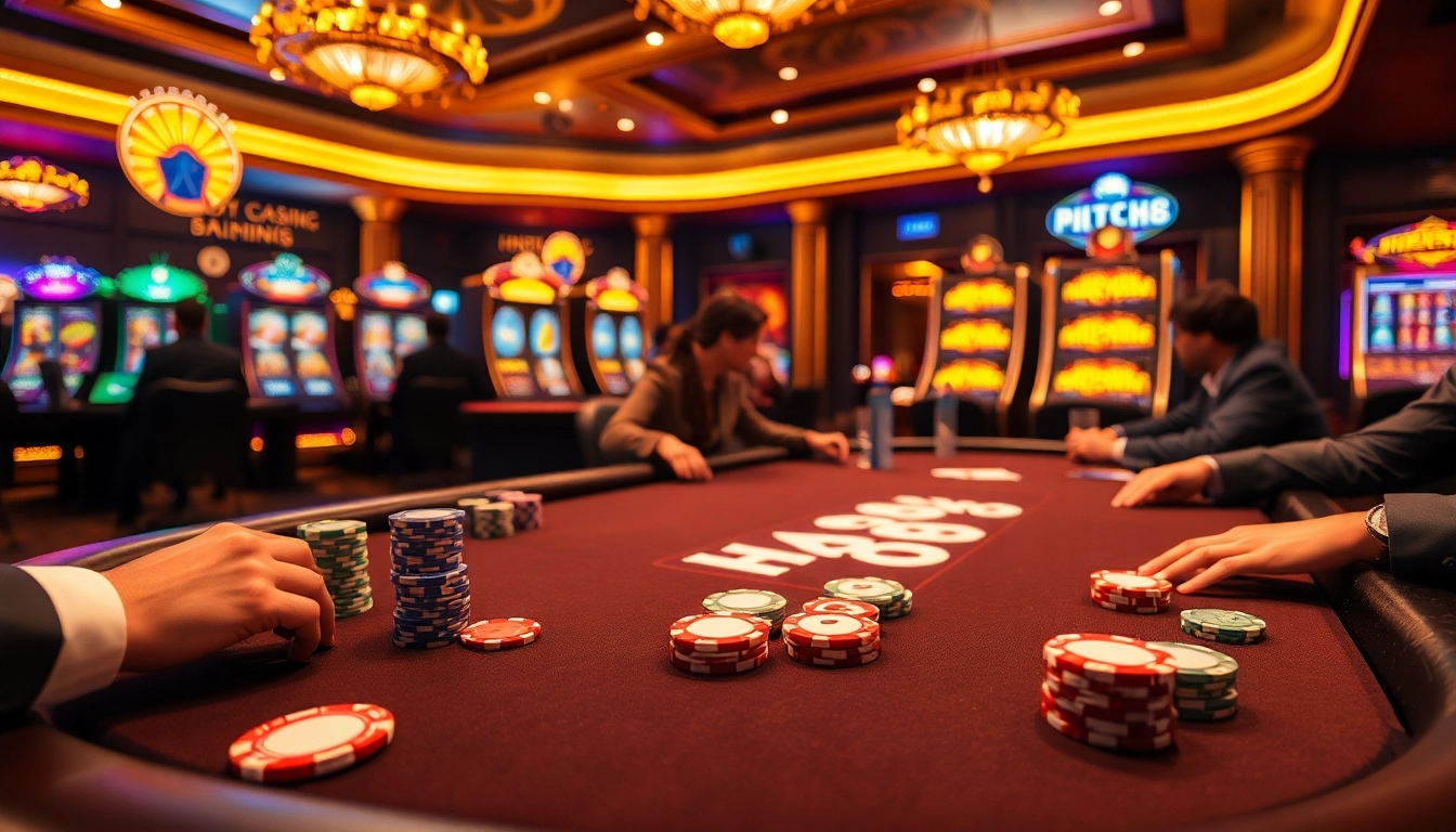 Engage in thrilling poker gameplay at Hi 88 casino with vibrant chips and cards on display.