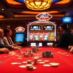 Experience the excitement of JILI at a lavish casino table full of chips and cards.