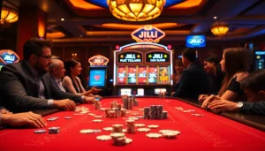 Experience the excitement of JILI at a lavish casino table full of chips and cards.