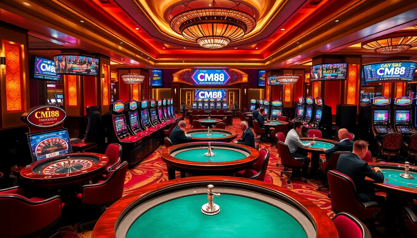Experience the thrill of CM88 gaming with vibrant tables, spinning roulette wheels, and engaging poker action.