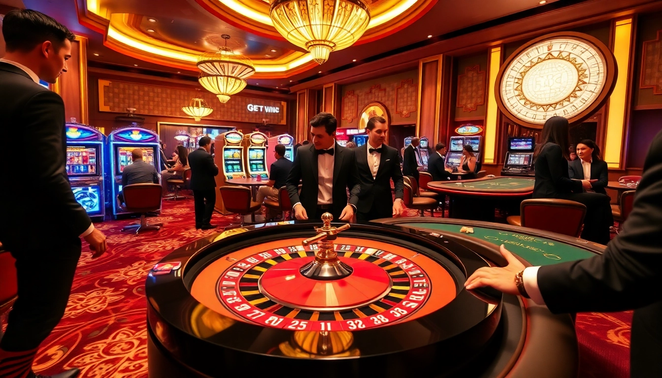 Experience the thrill of high-stakes gaming at https://bet299app.com.br/ with elegantly dressed players at a roulette table.