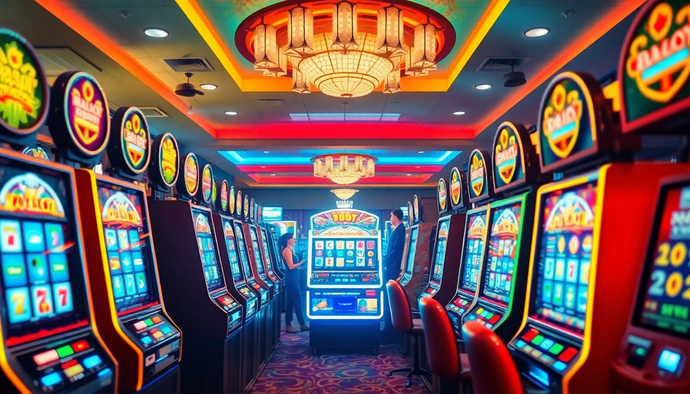 People enjoying the doaslot slot machines in a vibrant casino atmosphere.
