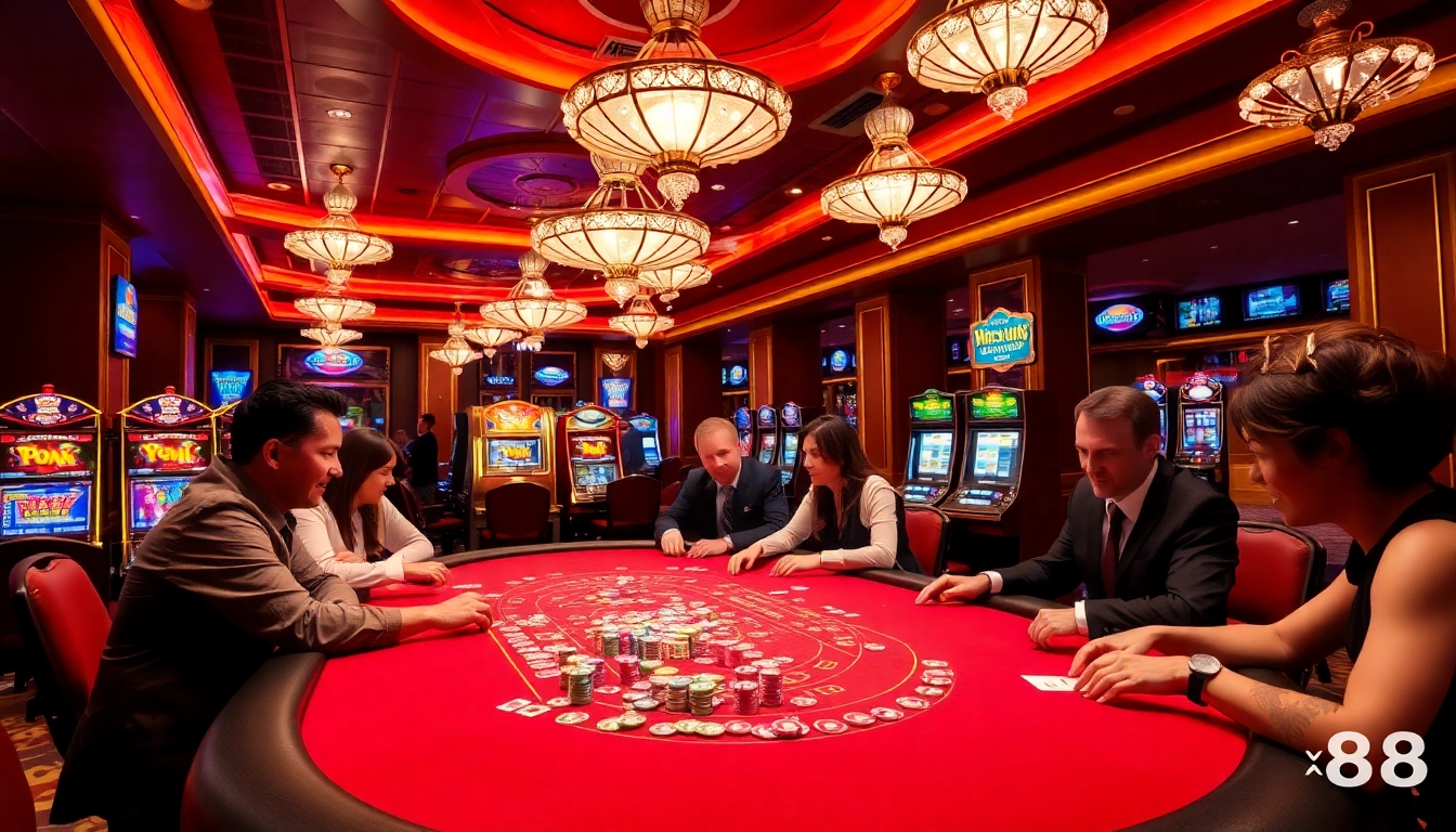 Experience the excitement of xx88 at a luxurious casino table with vibrant poker chips.