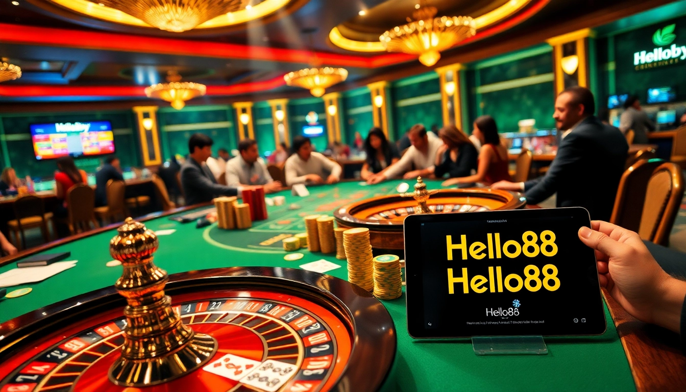 Experience the thrill of gambling with Hello88 at a luxurious casino table.