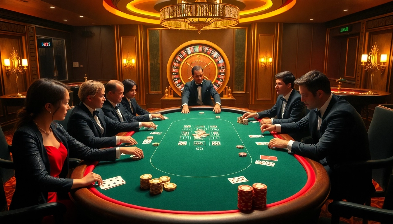 Experience high-stakes poker atmosphere with vibrant elements from https://ax88.com.de/ attracting enthusiastic gamblers.