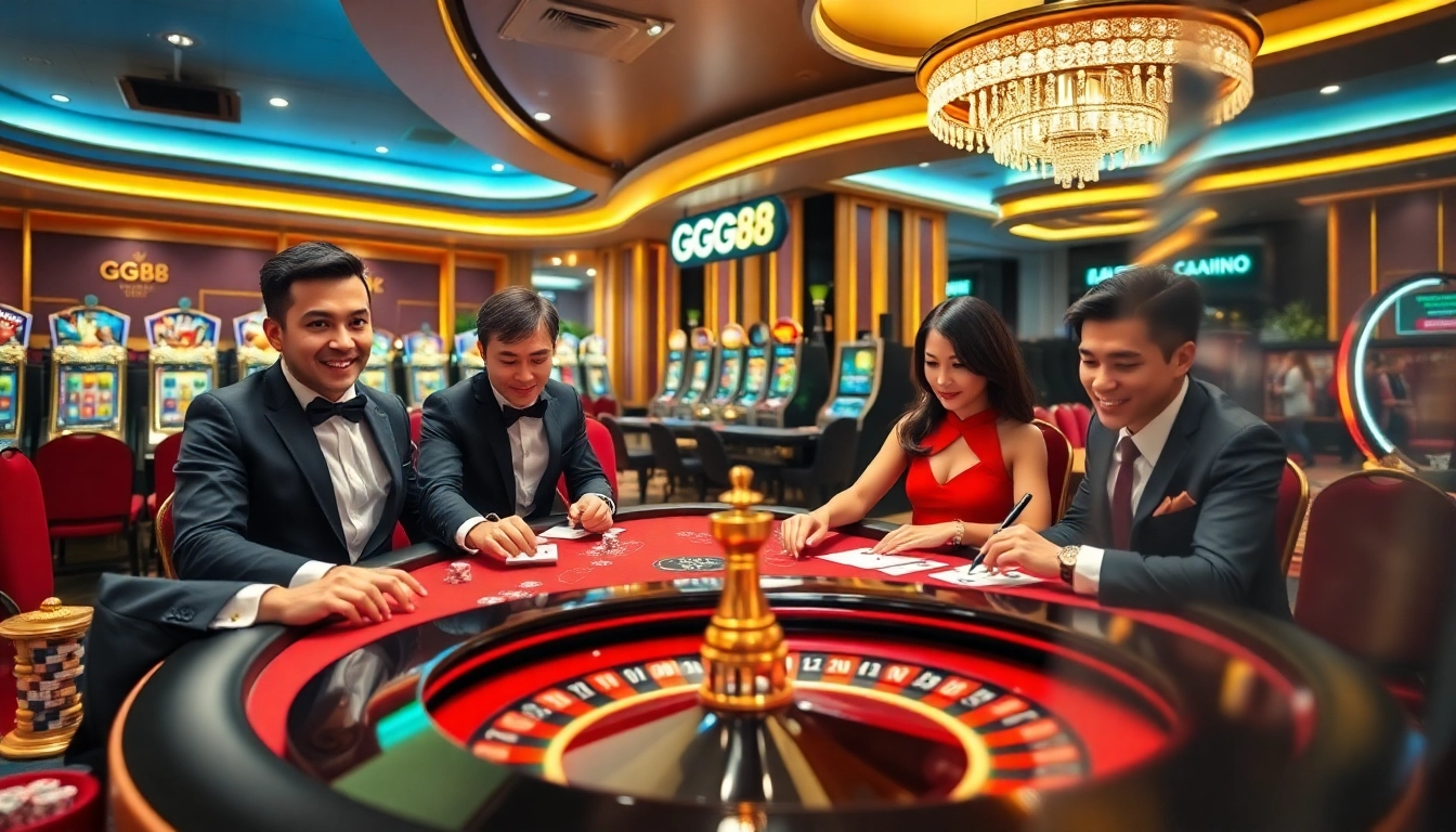 GG88 gaming table with players engaging in thrilling casino action.