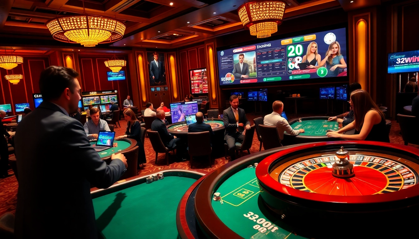 Experience thrilling online gaming with 32win2, showcasing poker chips and a roulette wheel.