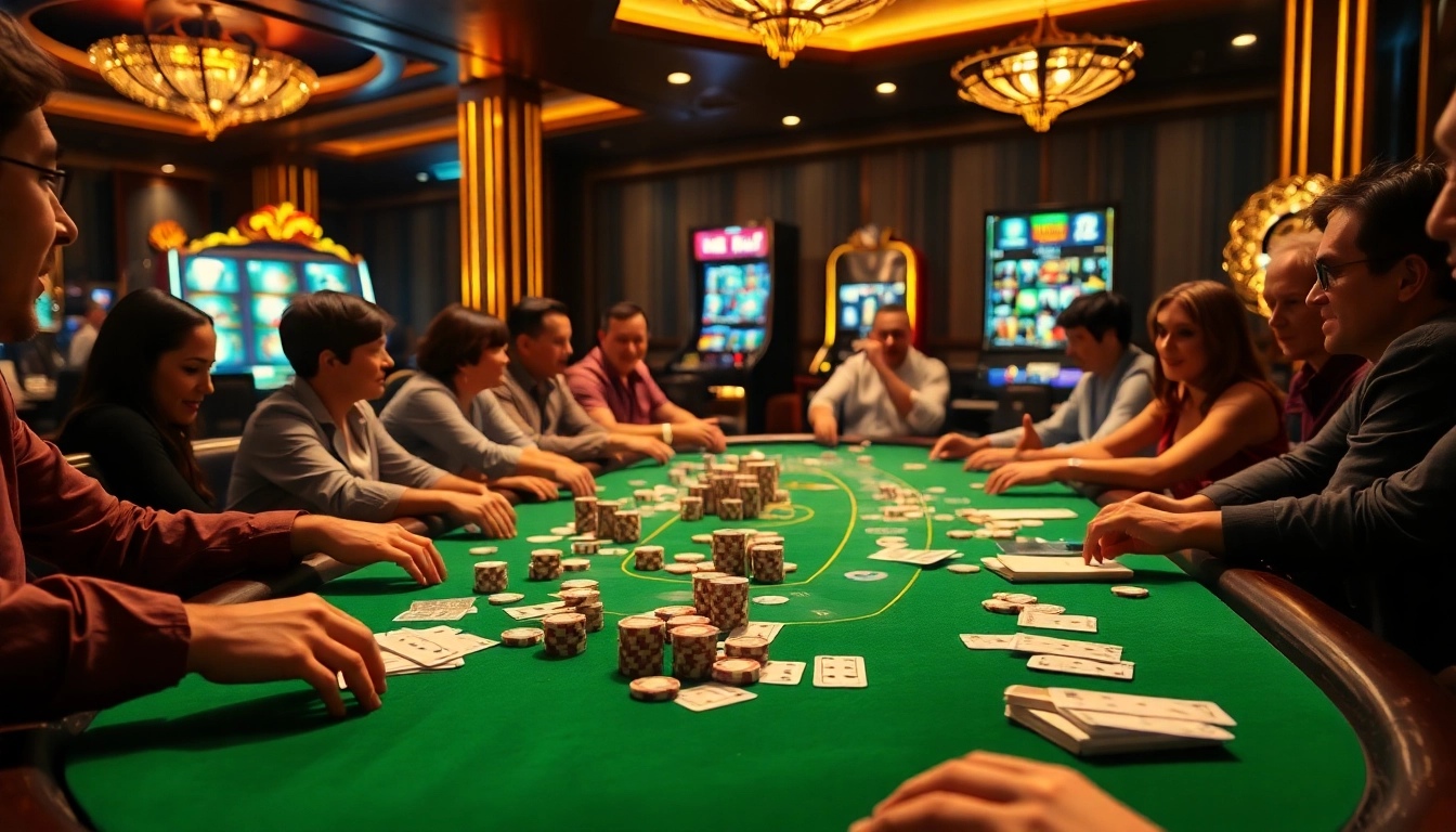 Experience the thrill of winning at 13win's vibrant casino gaming table with eager players.