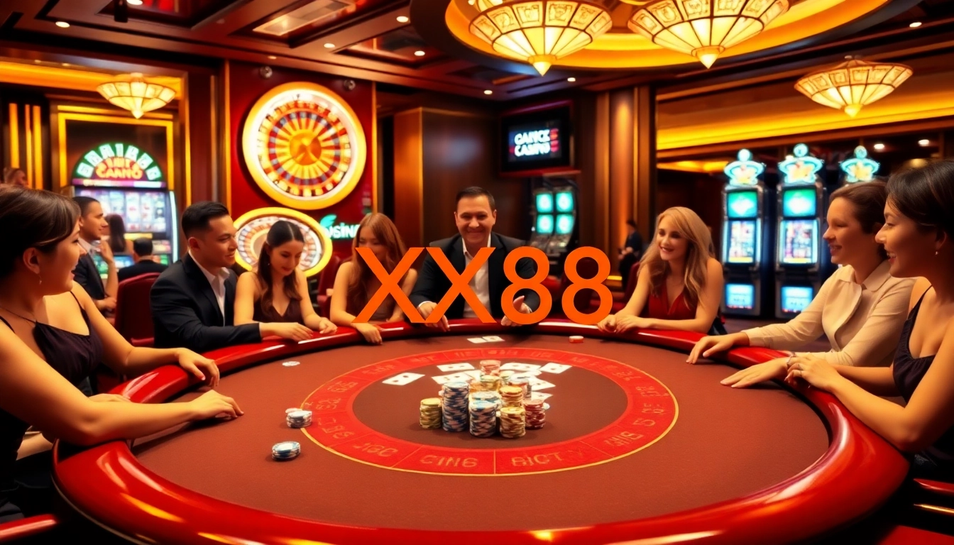 Exciting Baccarat game at XX88 Casino featuring colorful chips and players in action.