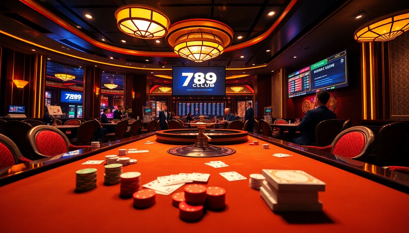 Exciting gaming experience at 789club, featuring luxurious casino accessories and active players.