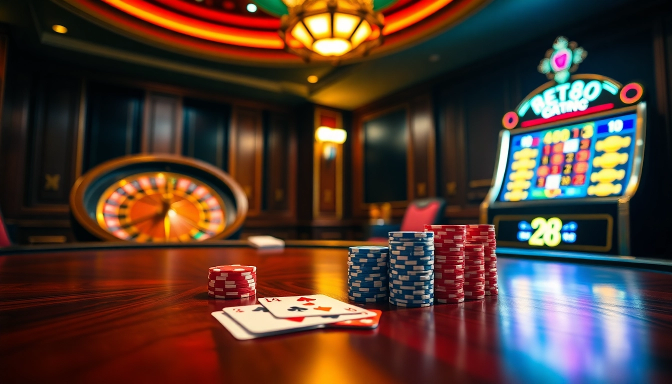 Players enjoying the excitement of gambling at bet88 .com casino tables with vibrant poker chips.