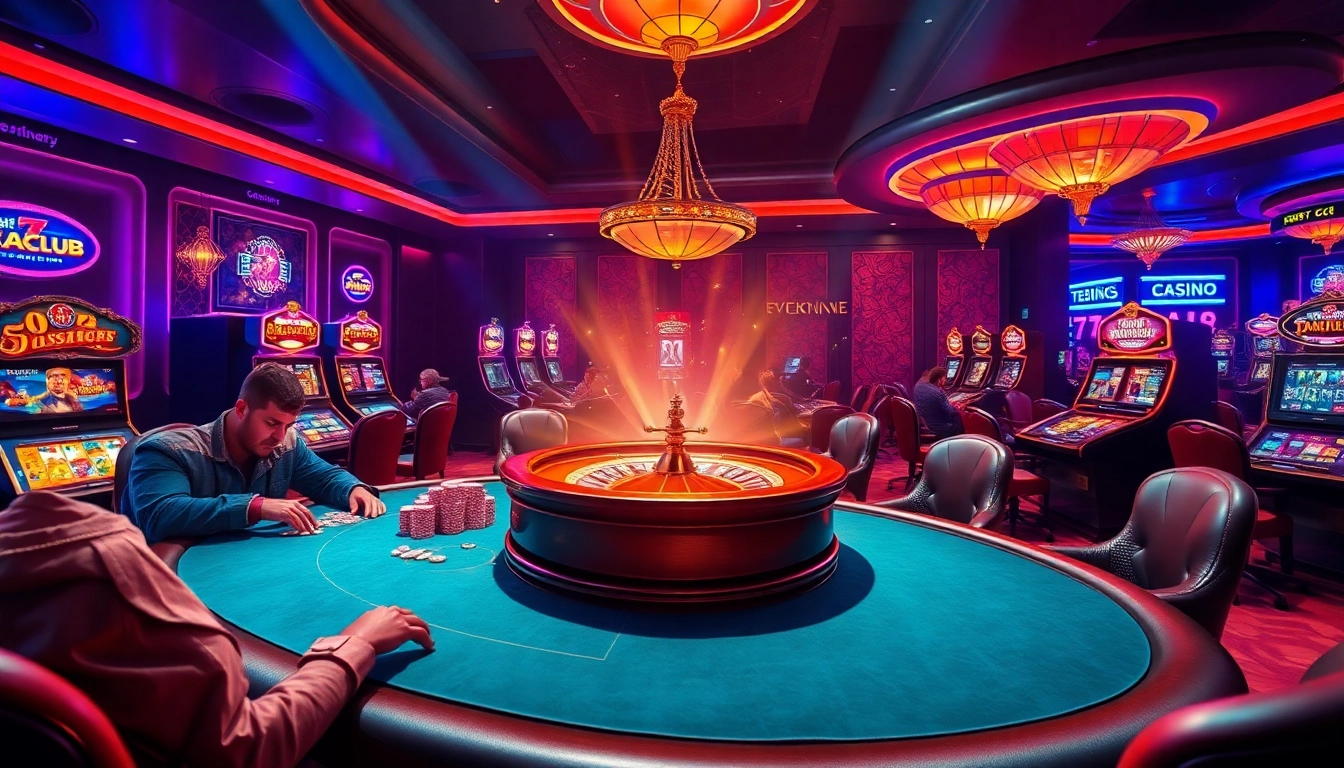 Experience the thrilling atmosphere of 789CLUB with vibrant casino tables and players in action.