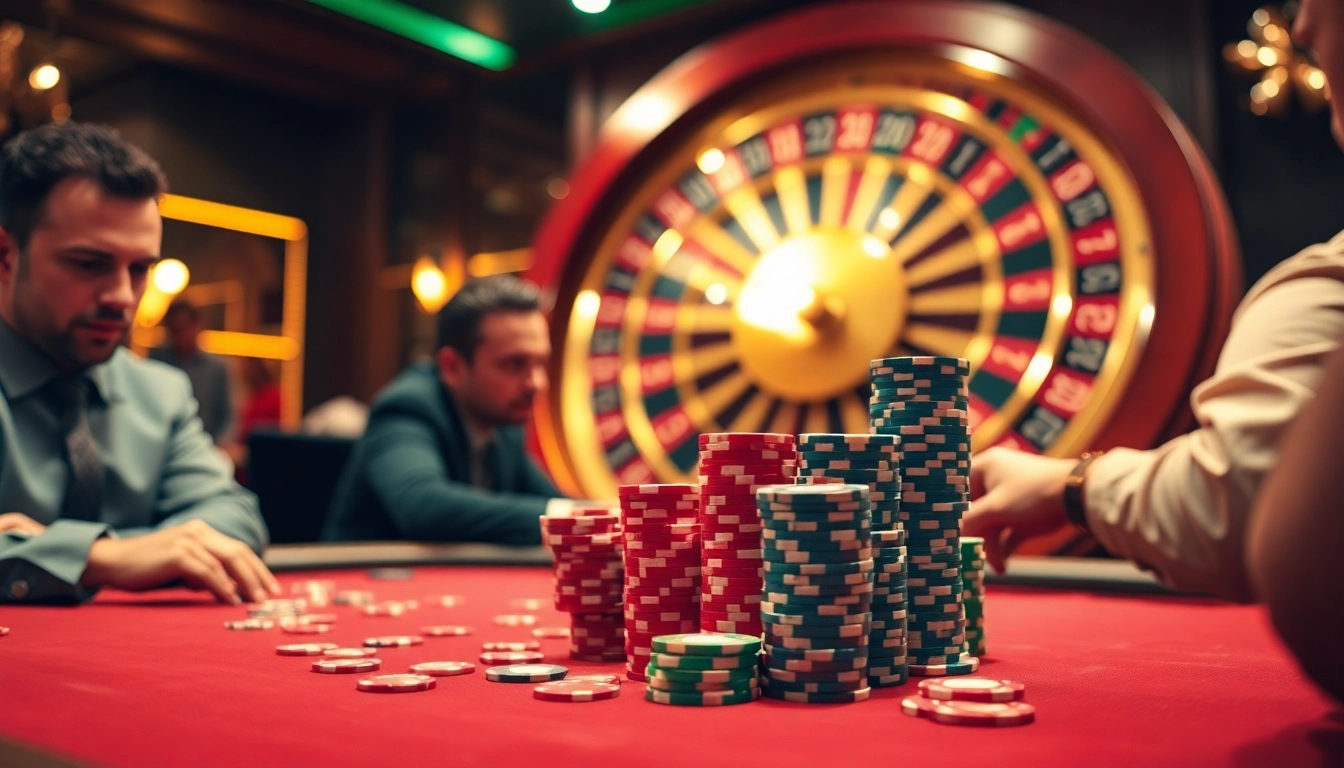 Experience thrilling poker excitement at 79king's high-stakes tables with vibrant chips and a roulette wheel.