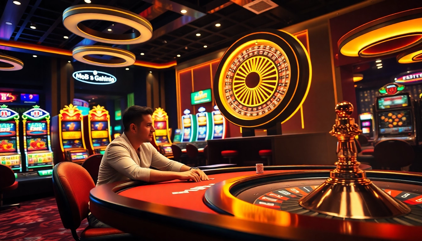 Experience the thrill of MB66 gaming with players at a luxurious casino table.