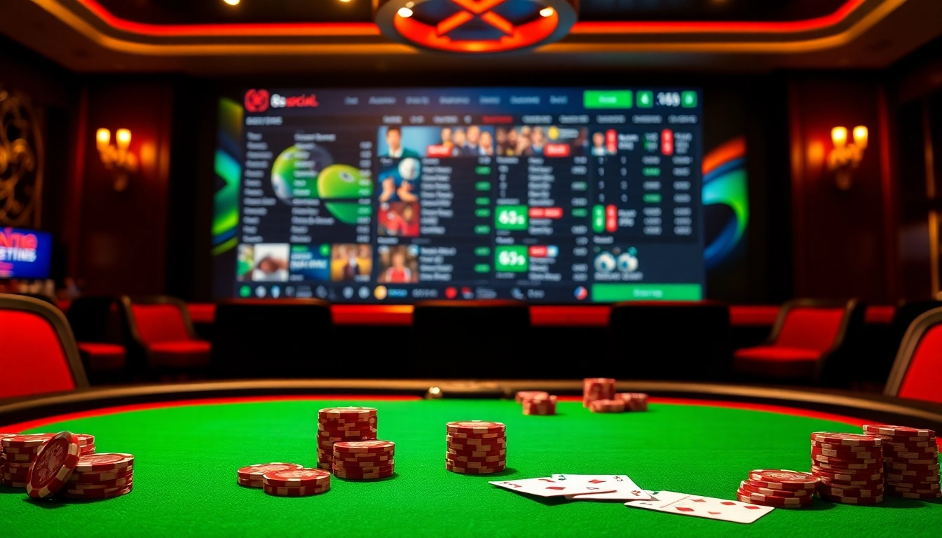 Players engage in intense poker action at https://8s.social/, surrounded by vibrant chips and cards in a luxurious casino setting.