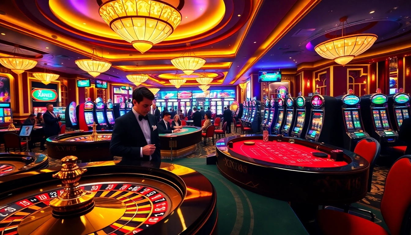 Experience the excitement of gambling at XX88's vibrant casino with roulette and poker.