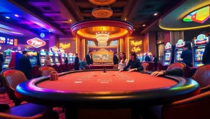 Experience the thrill of 789BET's high-stakes poker table in a vibrant casino atmosphere.
