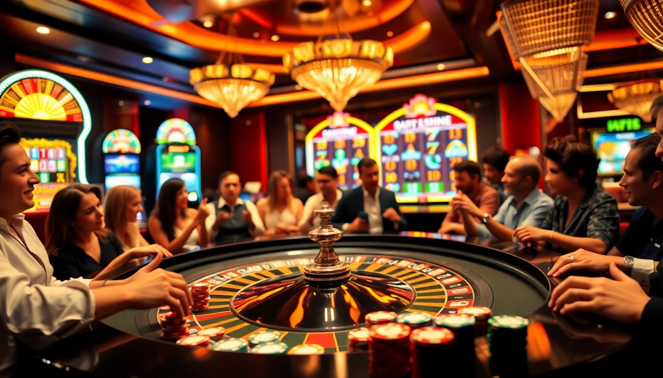 Players celebrating wins at situs apiraja88 in a luxurious casino setting.