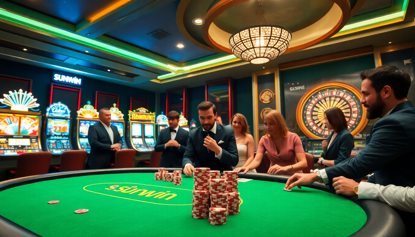 Experience thrilling gameplay at sunwin with exciting poker action and vibrant casino environment.