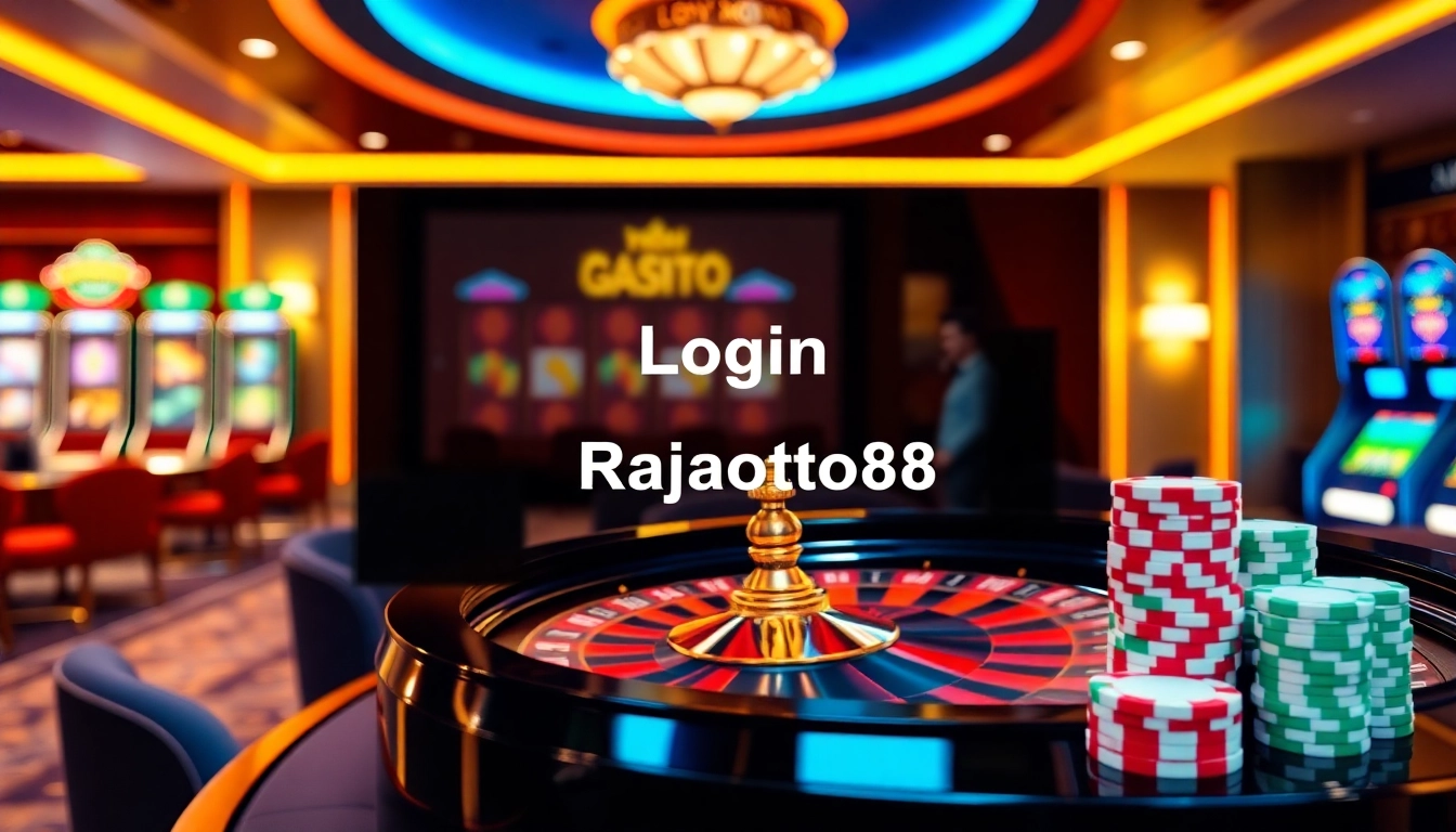 Engage in thrilling gameplay with the login rajatoto88 interface showcased amongst vibrant casino elements.