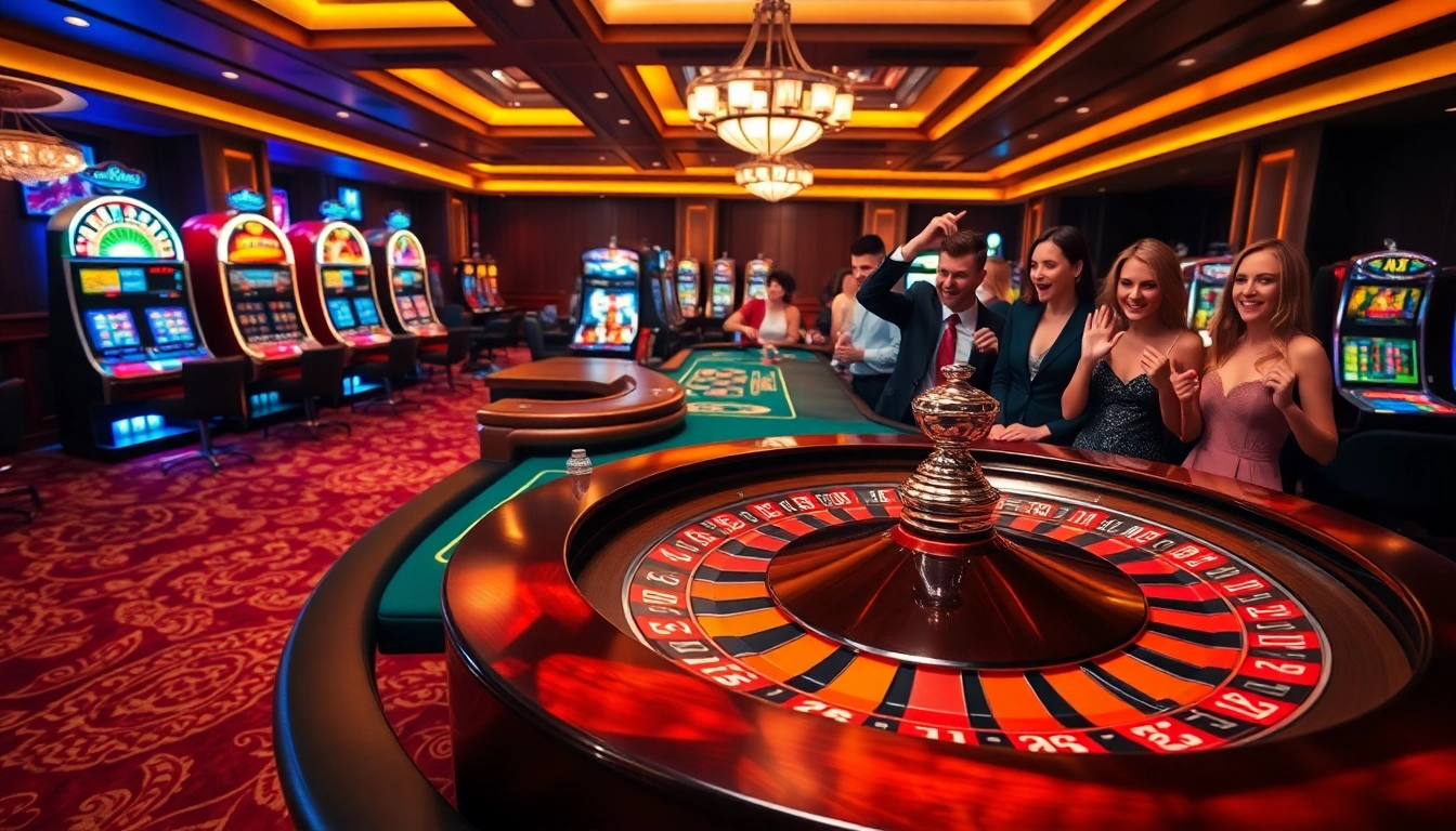 Players enjoying an exciting gaming experience at BK8 casino with vibrant tables and slot machines.