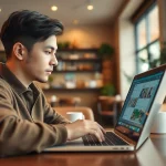在快连官网使用 WhatsApp Web，与朋友在现代咖啡馆中保持联系。