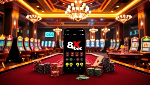 Play and win big by tải app 8xbet in a luxurious casino setting featuring vibrant gaming elements.