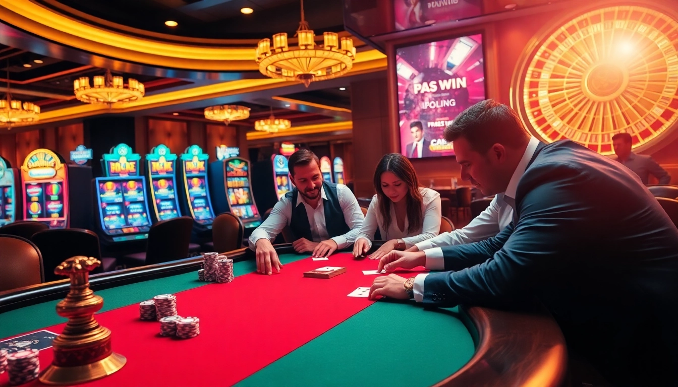 Experience thrilling poker action with PHWIN at a luxurious casino.