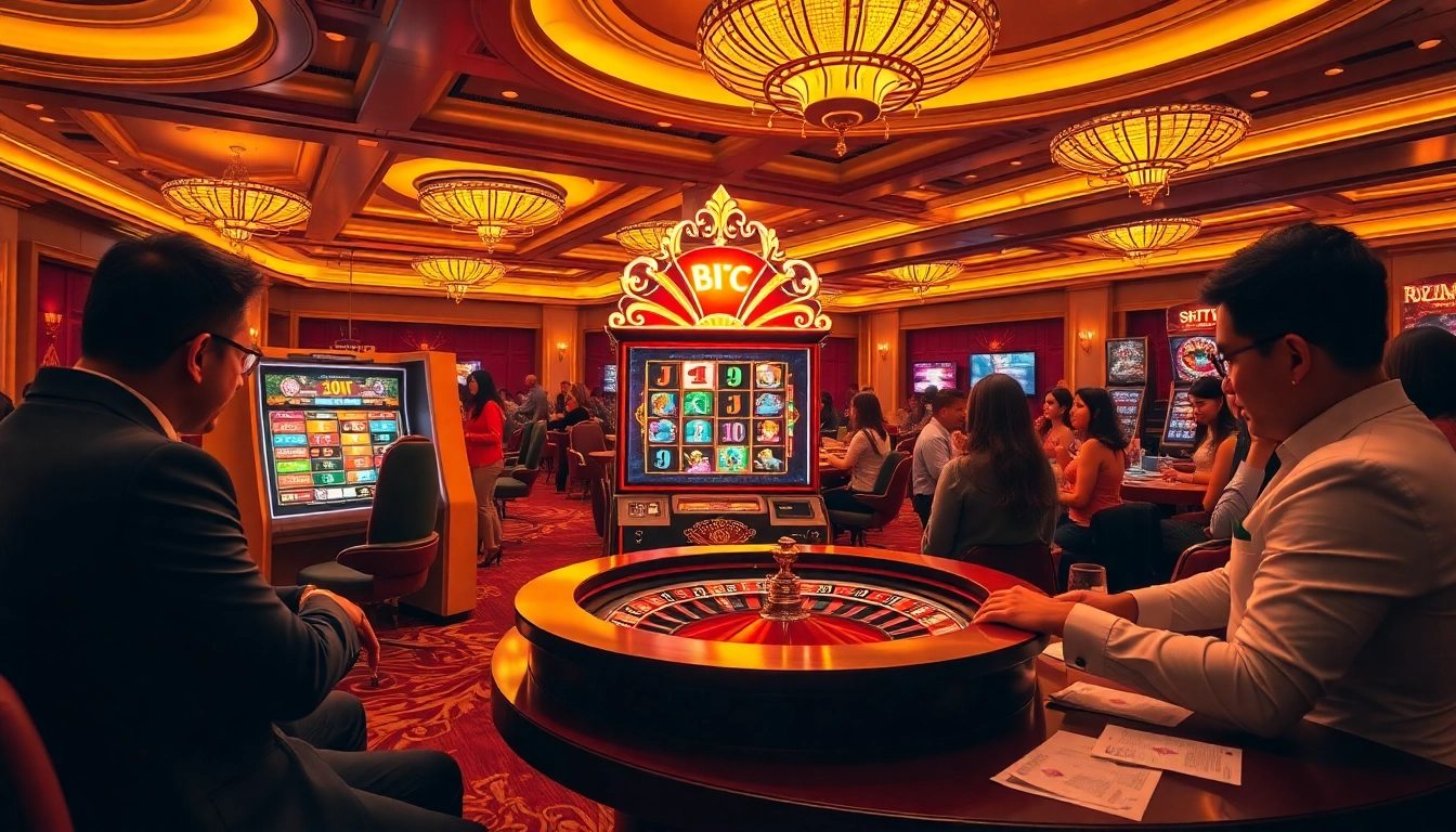 Experience the excitement of situs apiraja88 at a vibrant casino with lively players and bright slot machines.