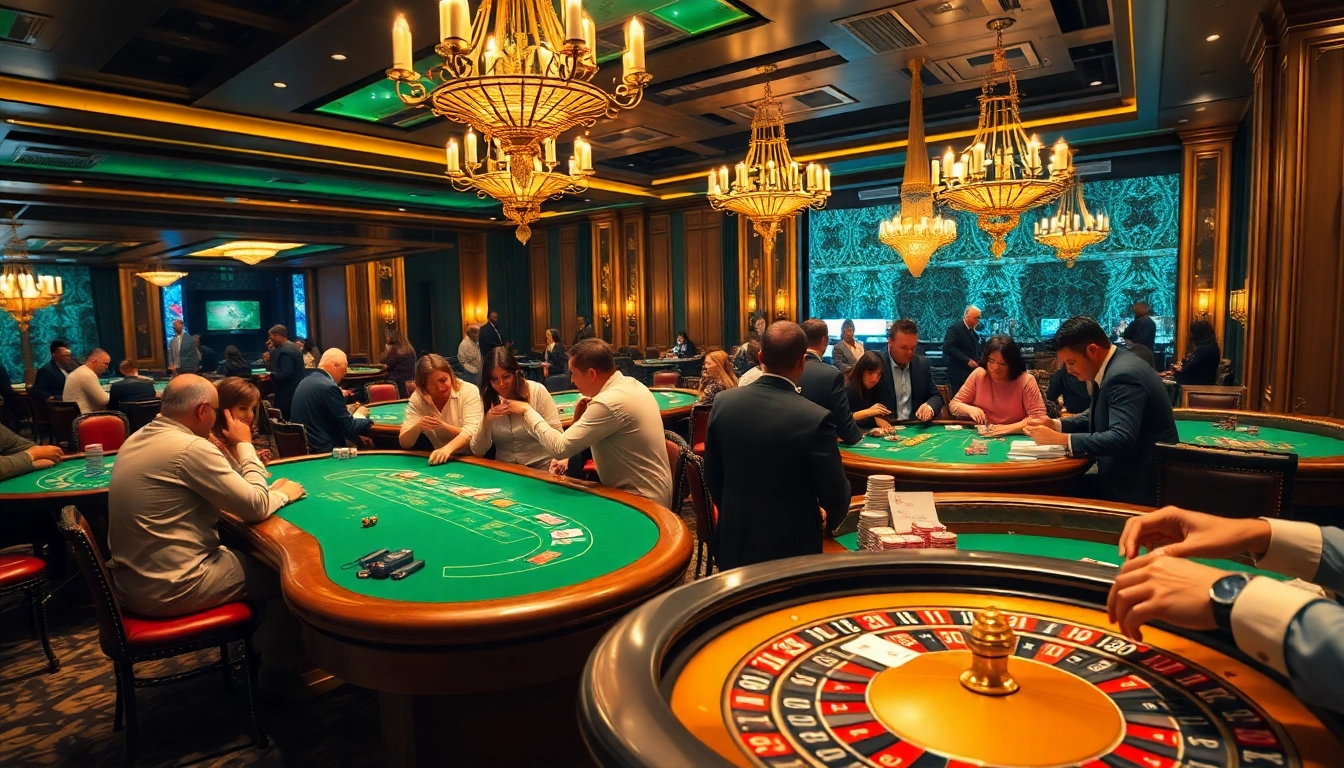 RR88 casino scene featuring players at a poker table with elegant decor and chips.