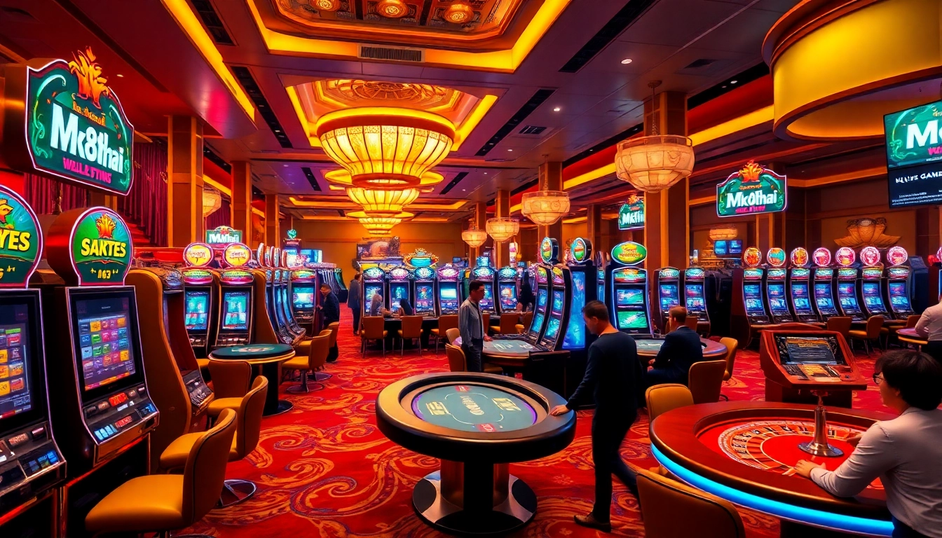 Engaging players at MK8thai casino tables featuring lively gaming action and vibrant atmosphere.